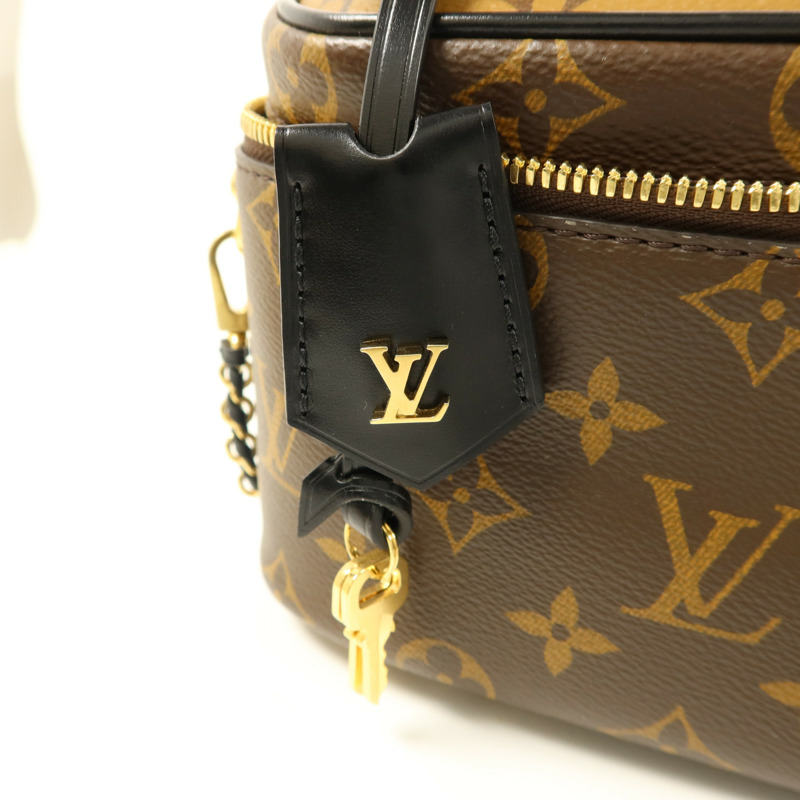 LOUIS VUITTON Monogram Reverse Vanity PM金扣手挽肩背兩用袋棕色-8
