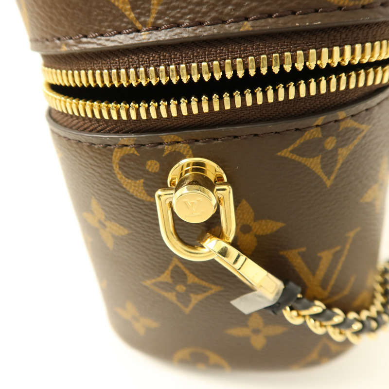 LOUIS VUITTON Monogram Reverse Vanity PM金扣手挽肩背兩用袋棕色-11