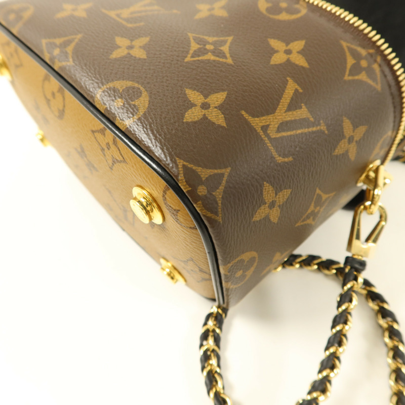 LOUIS VUITTON Monogram Reverse Vanity PM金扣手挽肩背兩用袋棕色-12