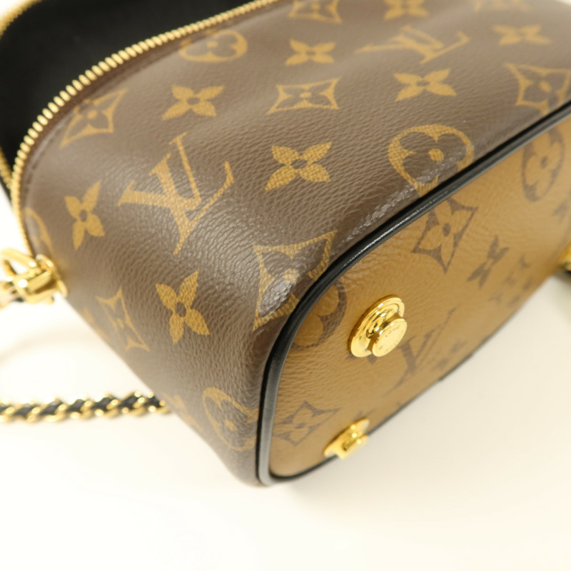 LOUIS VUITTON Monogram Reverse Vanity PM金扣手挽肩背兩用袋棕色-13