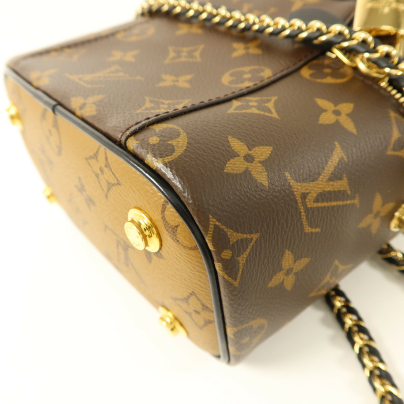 LOUIS VUITTON Monogram Reverse Vanity PM金扣手挽肩背兩用袋棕色-14