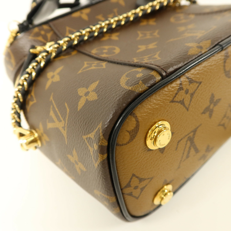 LOUIS VUITTON Monogram Reverse Vanity PM金扣手挽肩背兩用袋棕色-15