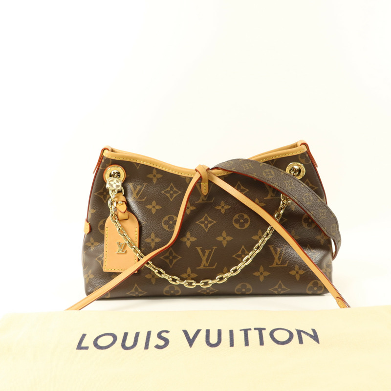 LOUIS VUITTON Monogram Carry All BB金扣鏈帶肩背袋-7