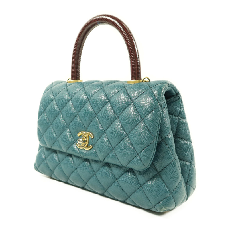 CHANEL 牛皮皮革Coco Handle Small金扣手挽肩背兩用袋-2