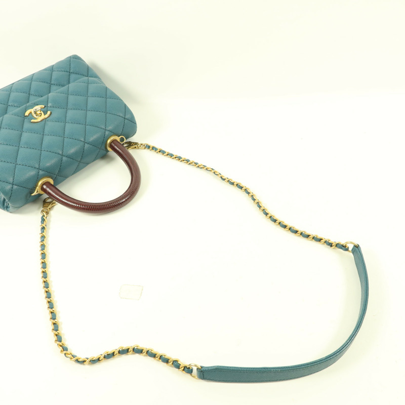 CHANEL 牛皮皮革Coco Handle Small金扣手挽肩背兩用袋-8