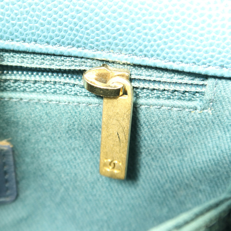 CHANEL 牛皮皮革Coco Handle Small金扣手挽肩背兩用袋-10