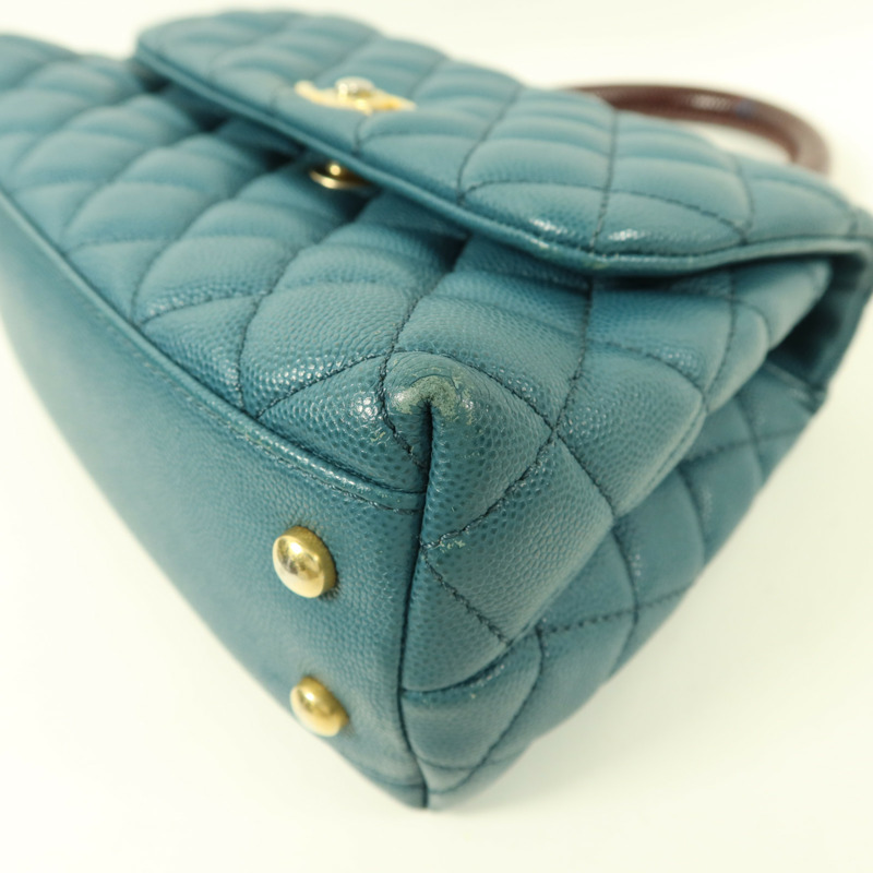 CHANEL 牛皮皮革Coco Handle Small金扣手挽肩背兩用袋-13