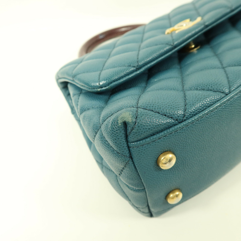 CHANEL 牛皮皮革Coco Handle Small金扣手挽肩背兩用袋-14