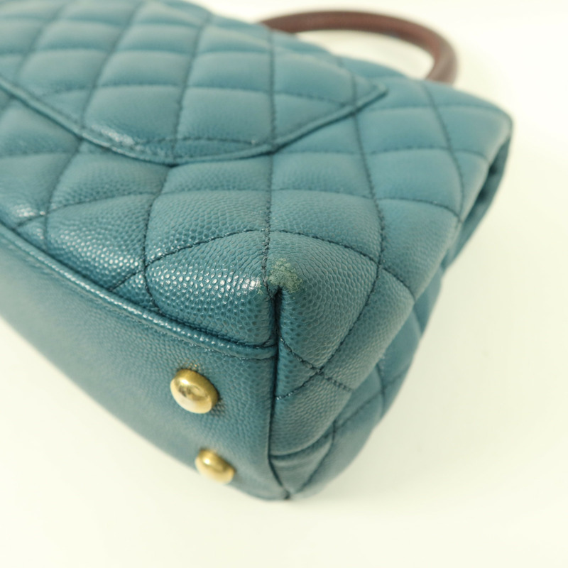 CHANEL 牛皮皮革Coco Handle Small金扣手挽肩背兩用袋-15