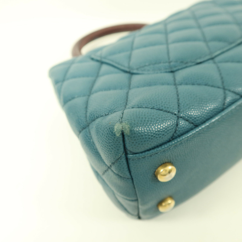 CHANEL 牛皮皮革Coco Handle Small金扣手挽肩背兩用袋-16