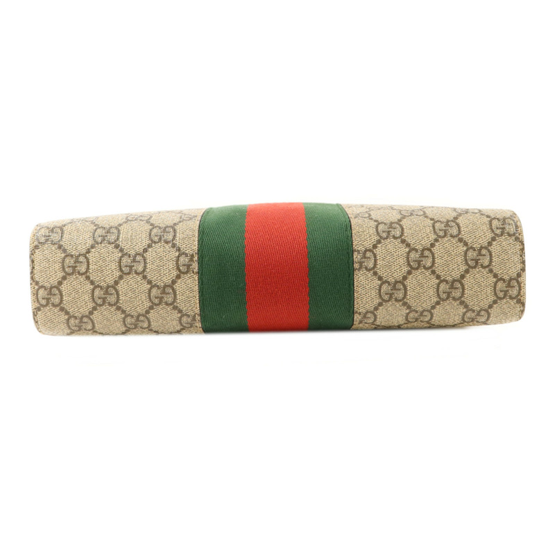 GUCCI 塗層帆布GG Supreme Clutch銀扣手拿包-3