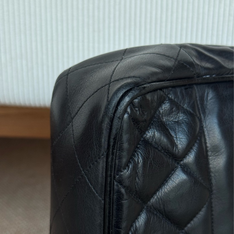 Chanel 皮革黑金肩背托特 老香-8