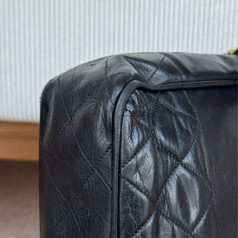 Chanel 皮革黑金肩背托特 老香-10