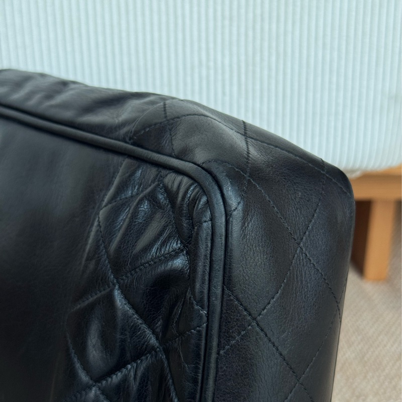 Chanel 皮革黑金肩背托特 老香-17