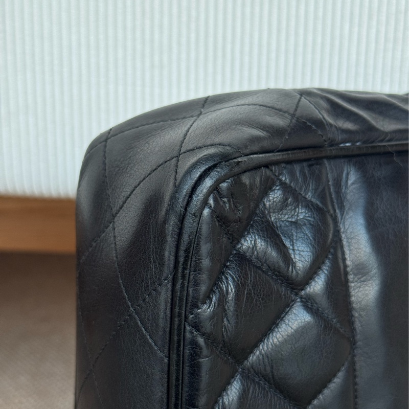 Chanel 皮革黑金肩背托特 老香-18