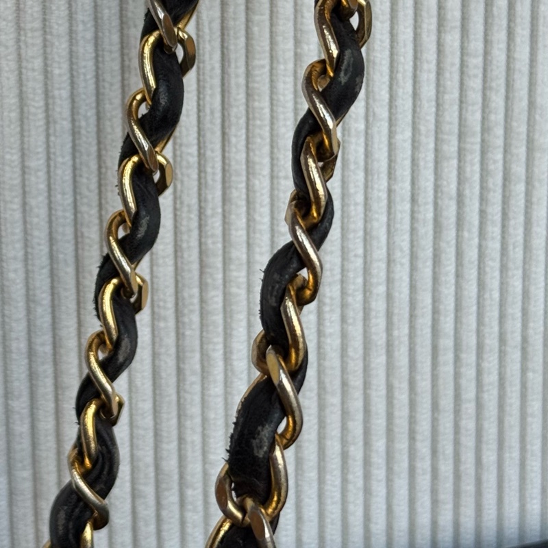 Chanel 皮革黑金肩背托特 老香-22