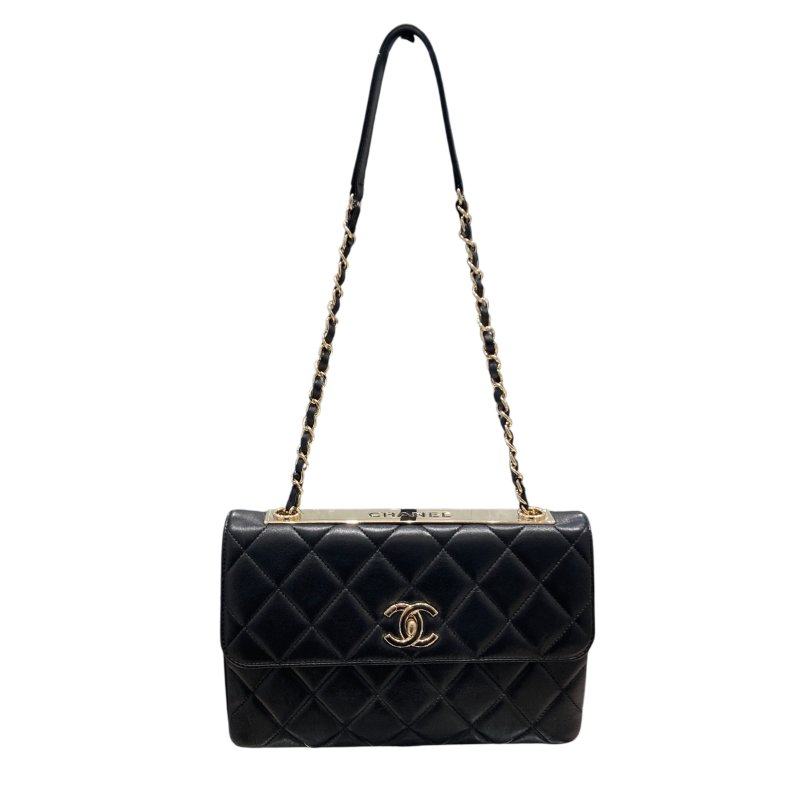 CHANEL 經典菱格紋鏈條肩背包 羊皮 黑色-0