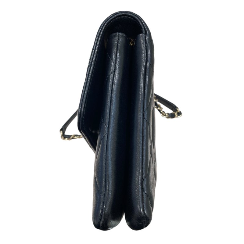 CHANEL 經典菱格紋鏈條肩背包 羊皮 黑色-3