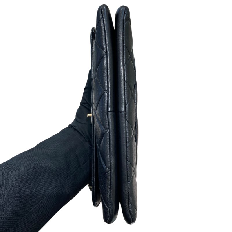 CHANEL 經典菱格紋鏈條肩背包 羊皮 黑色-5