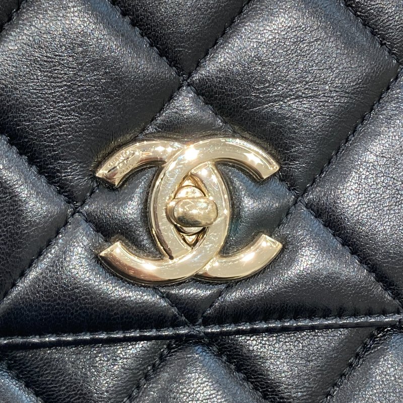 CHANEL 經典菱格紋鏈條肩背包 羊皮 黑色-6