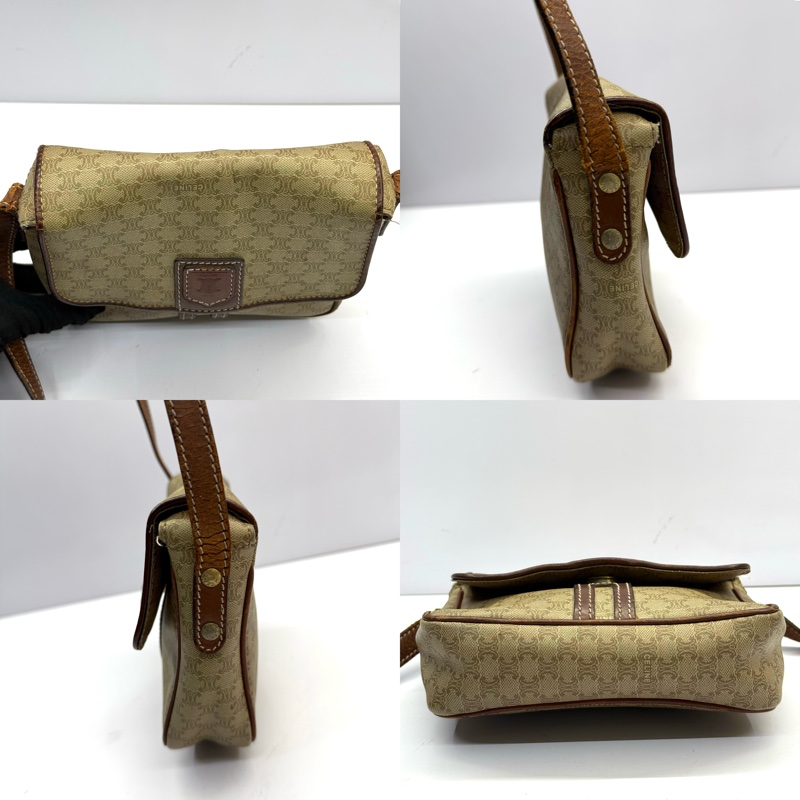 CELINE 賽琳 棕色PVC帆布斜背包 MACADAM VINTAGE-2