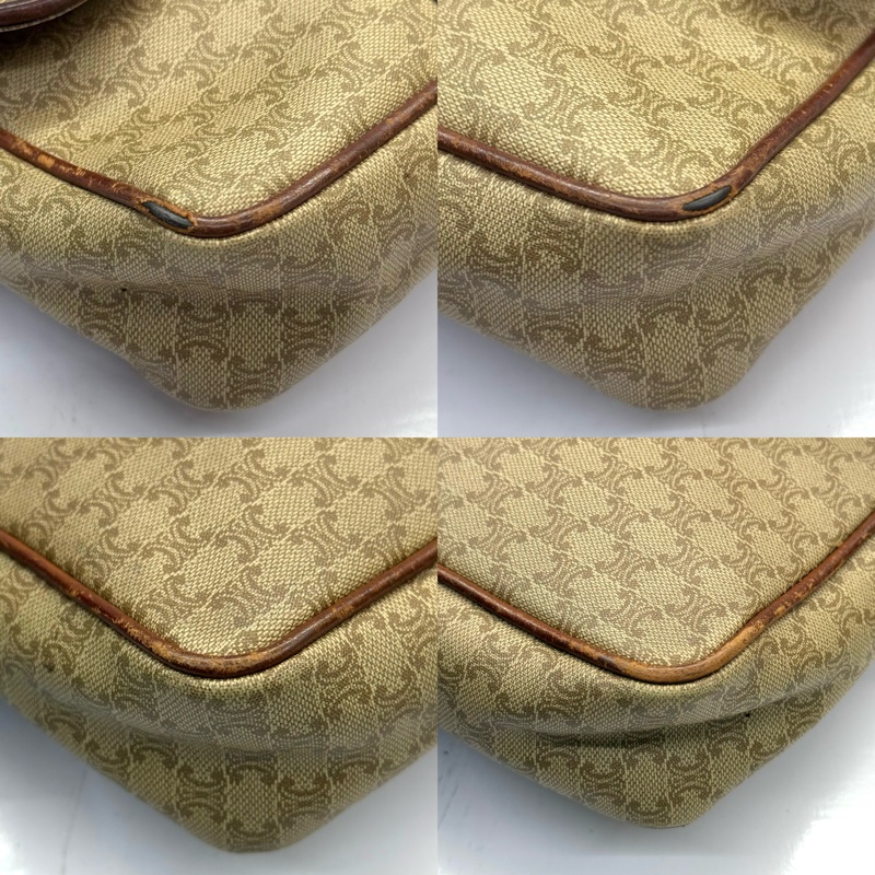 CELINE 賽琳 棕色PVC帆布斜背包 MACADAM VINTAGE-3