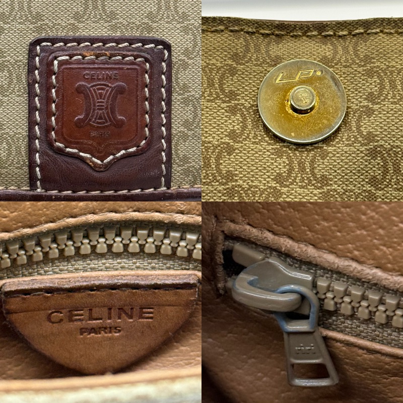 CELINE 賽琳 棕色PVC帆布斜背包 MACADAM VINTAGE-6