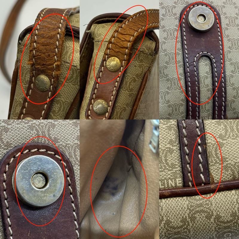 CELINE 賽琳 棕色PVC帆布斜背包 MACADAM VINTAGE-7