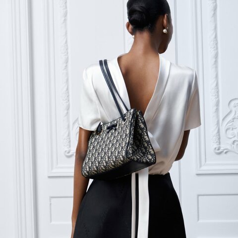 ::Christian Dior:: 藍色 Dior Oblique 緹花小型手提包 肩背包 托特包 TOTE BAG