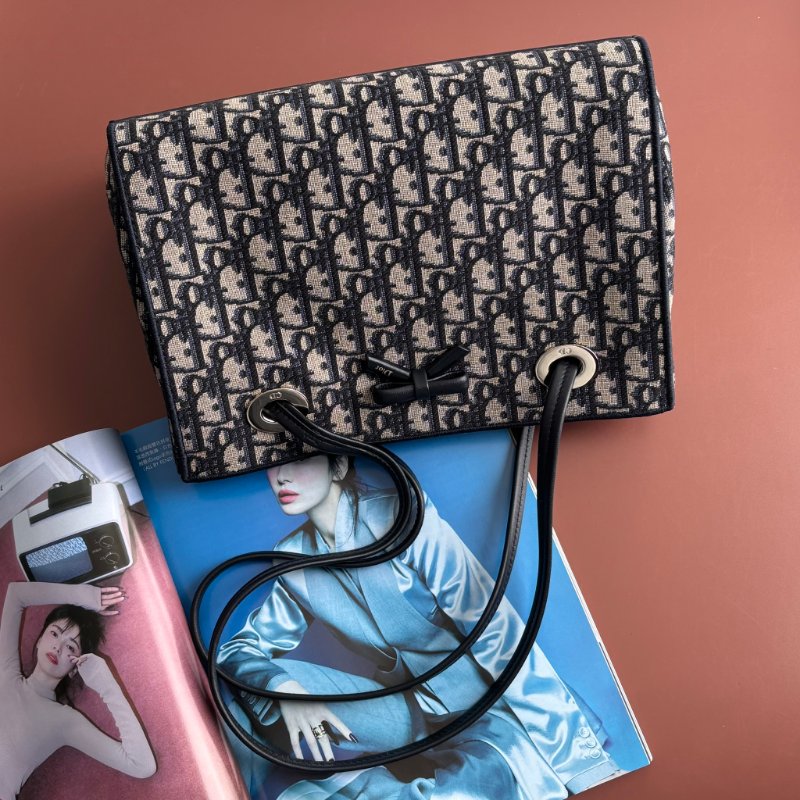 ::Christian Dior:: 藍色 Dior Oblique 緹花小型手提包 肩背包 托特包 TOTE BAG-1