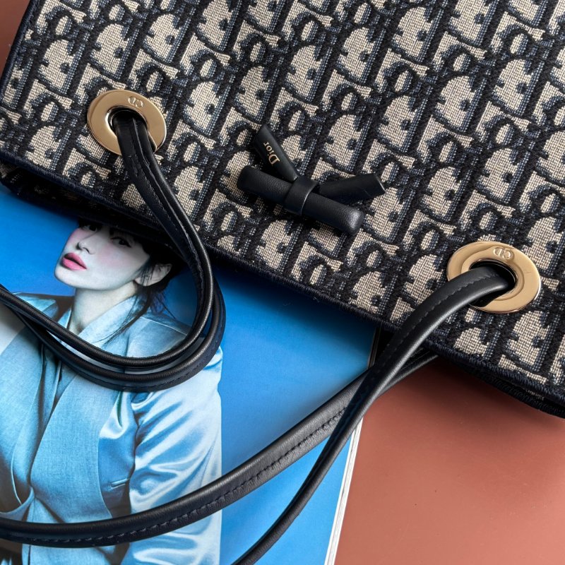 ::Christian Dior:: 藍色 Dior Oblique 緹花小型手提包 肩背包 托特包 TOTE BAG-3
