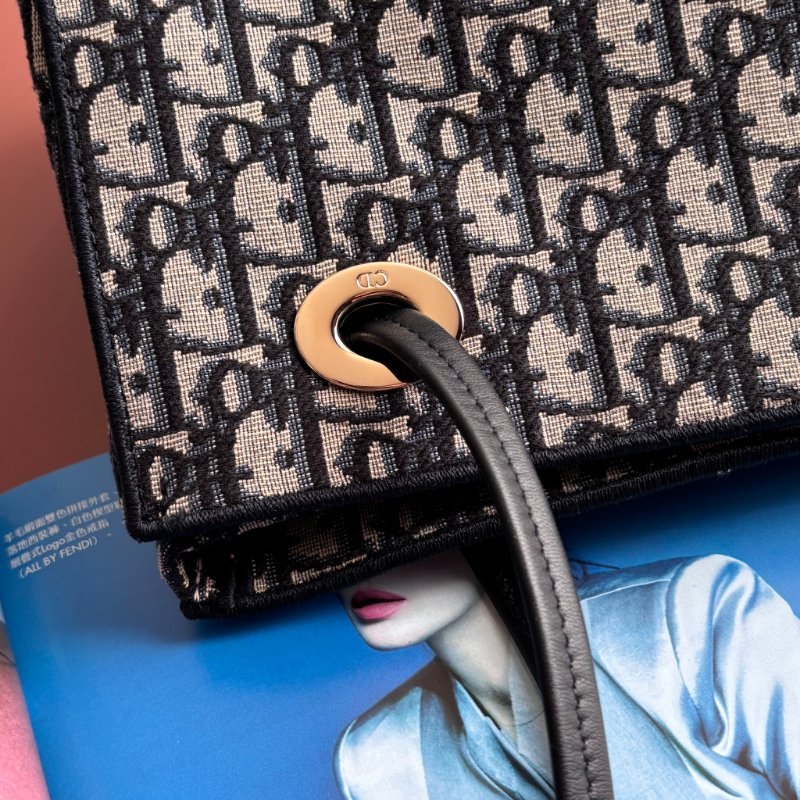 ::Christian Dior:: 藍色 Dior Oblique 緹花小型手提包 肩背包 托特包 TOTE BAG-6