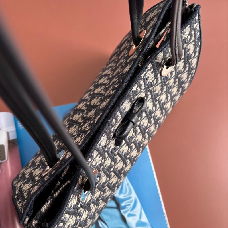 ::Christian Dior:: 藍色 Dior Oblique 緹花小型手提包 肩背包 托特包 TOTE BAG-7