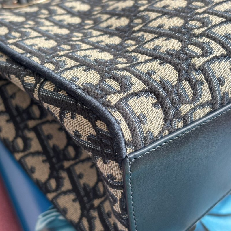 ::Christian Dior:: 藍色 Dior Oblique 緹花小型手提包 肩背包 托特包 TOTE BAG-11