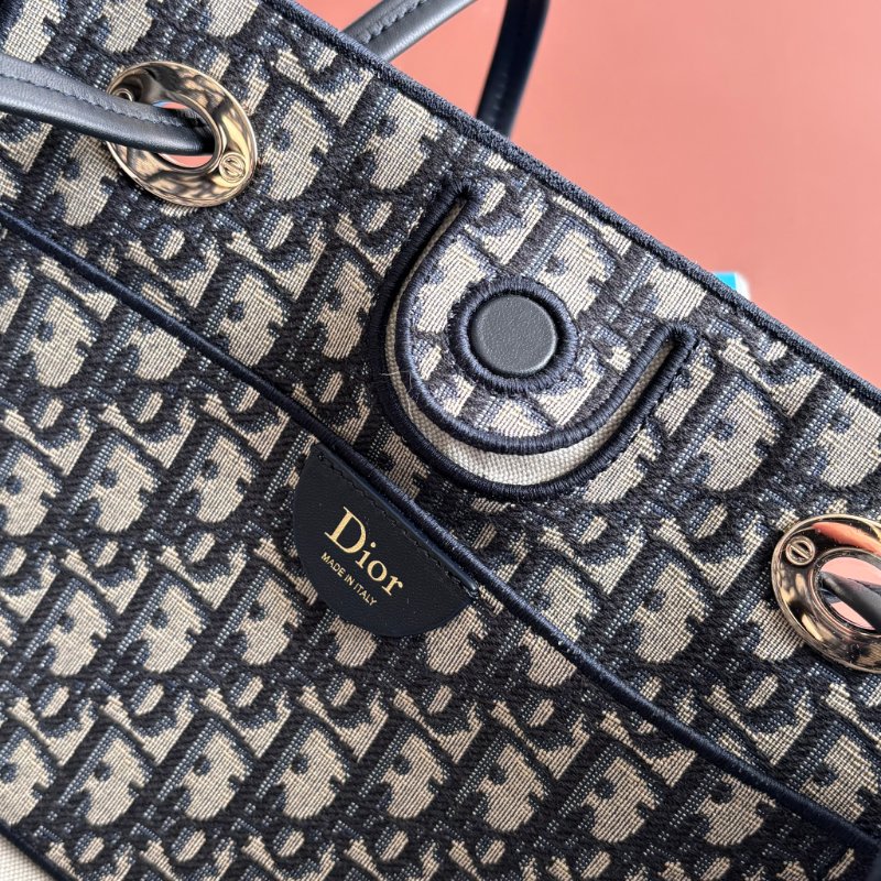 ::Christian Dior:: 藍色 Dior Oblique 緹花小型手提包 肩背包 托特包 TOTE BAG-17