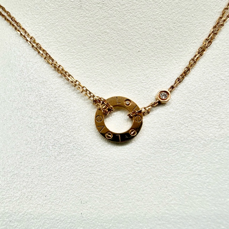 Cartier 玫瑰金LOVE吊墜，2顆鑽石0.03克拉 B7224509-2