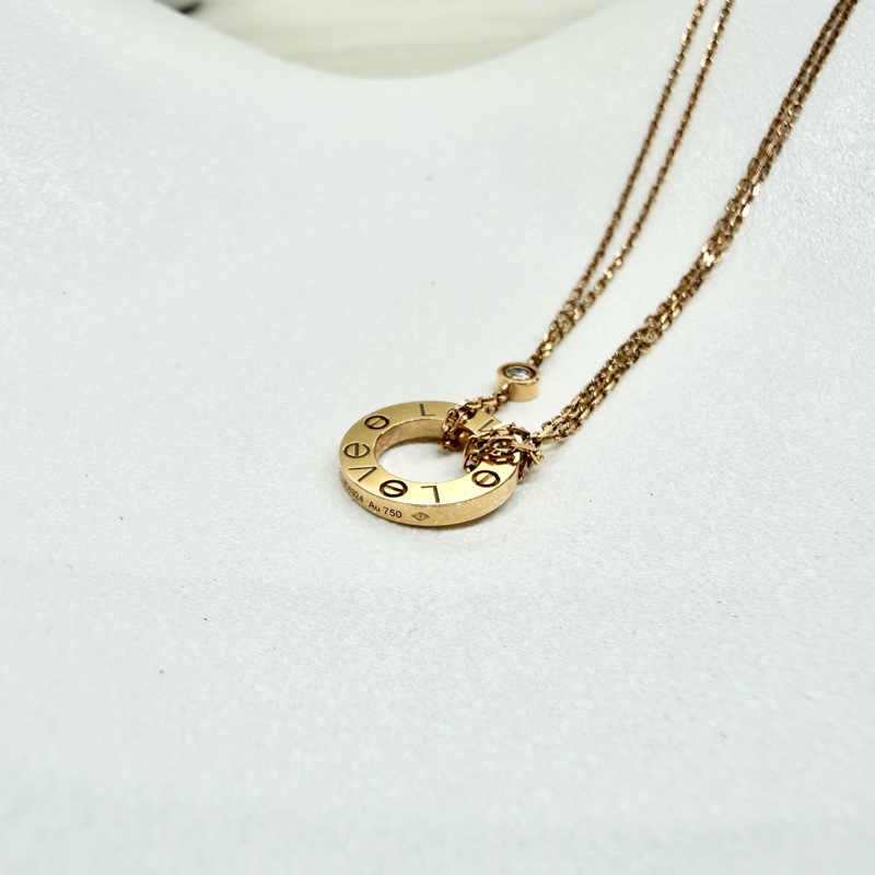Cartier 玫瑰金LOVE吊墜，2顆鑽石0.03克拉 B7224509-7