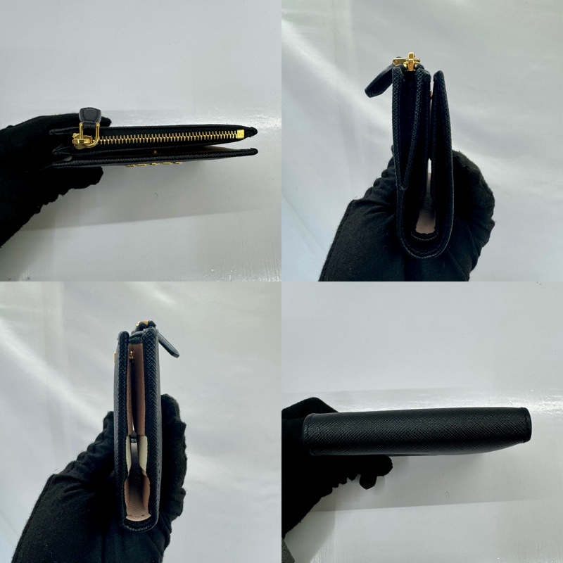 普拉達 PRADA  SAFFIANO COMPACT BIFOLD WALLET 1ML050 牛皮對摺短夾。-3