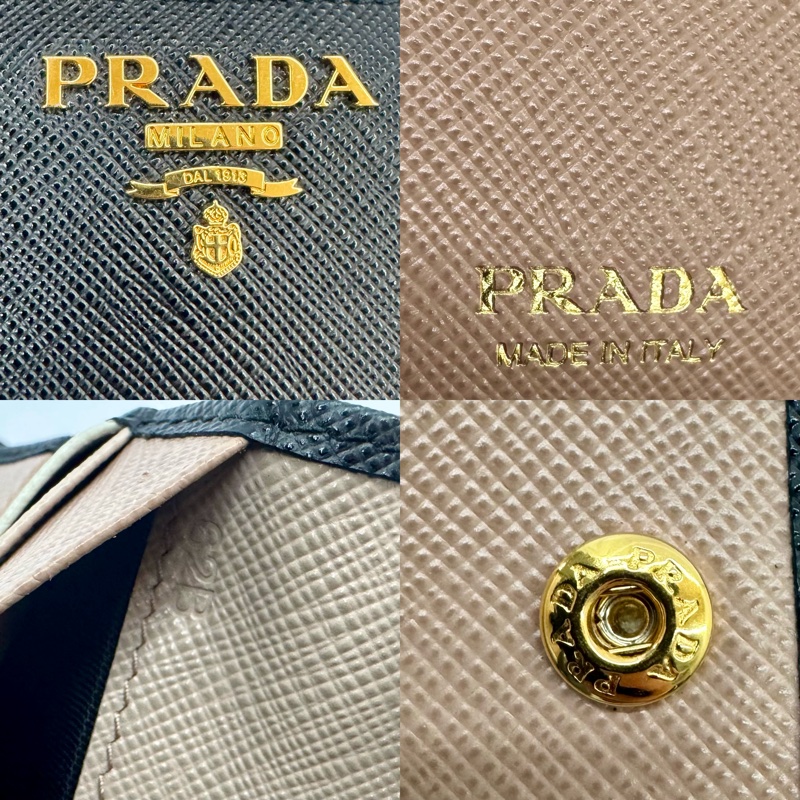 普拉達 PRADA  SAFFIANO COMPACT BIFOLD WALLET 1ML050 牛皮對摺短夾。-6