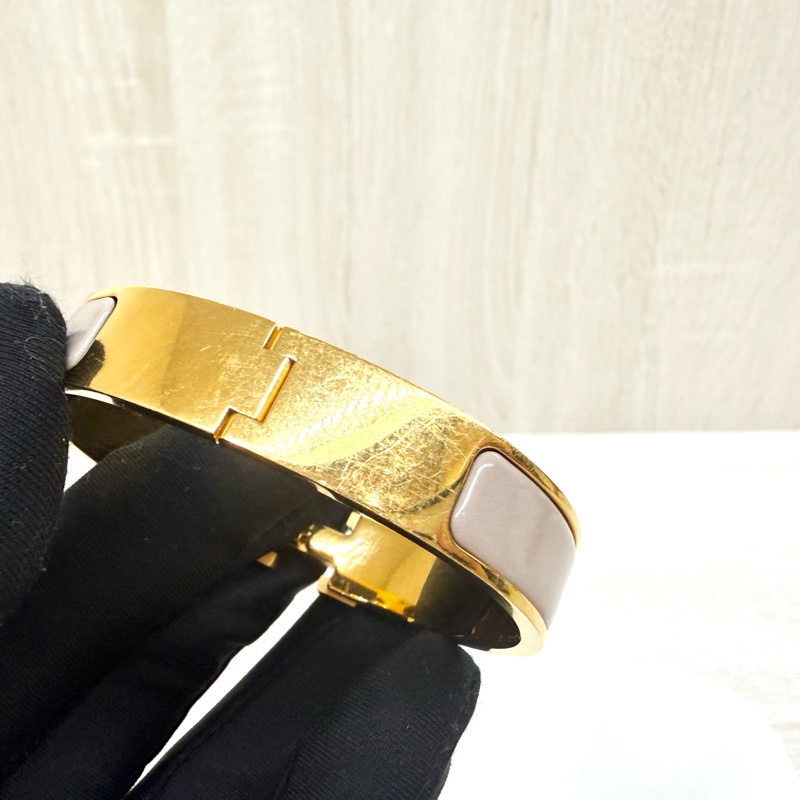 Hermes栗子色金釦Clic H手環-8