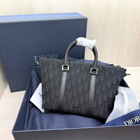 黑色 全新✨Dior Oblique 緹花和黑色粒面小牛皮Weekender 25 包