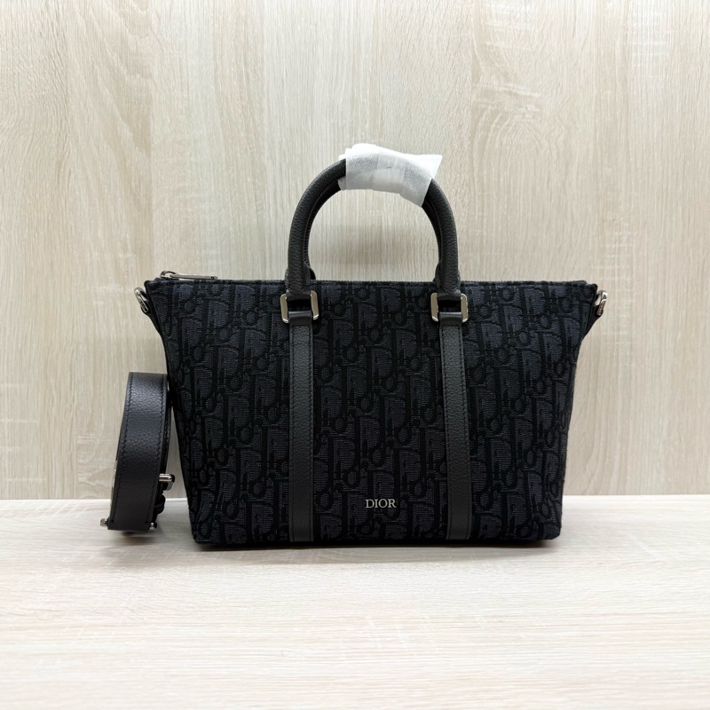 黑色 全新✨Dior Oblique 緹花和黑色粒面小牛皮Weekender 25 包-2