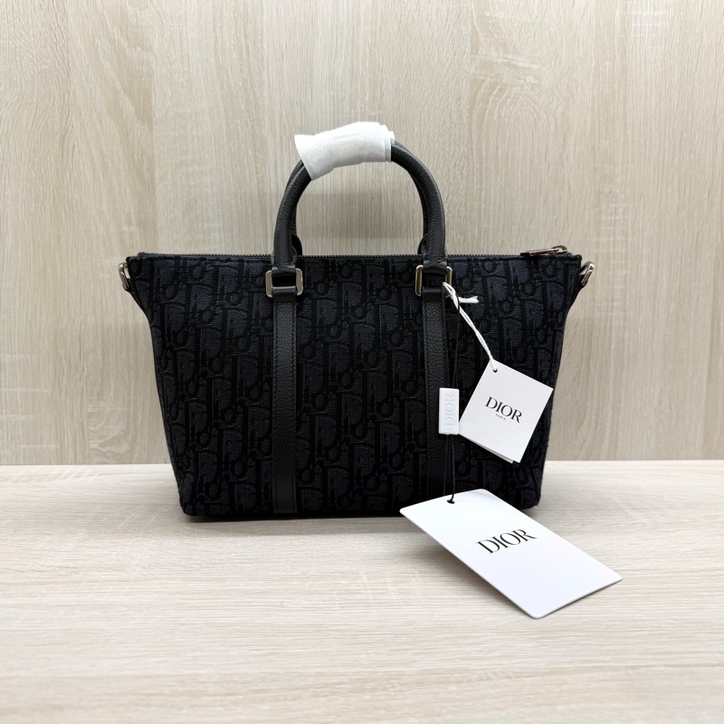 黑色 全新✨Dior Oblique 緹花和黑色粒面小牛皮Weekender 25 包-3