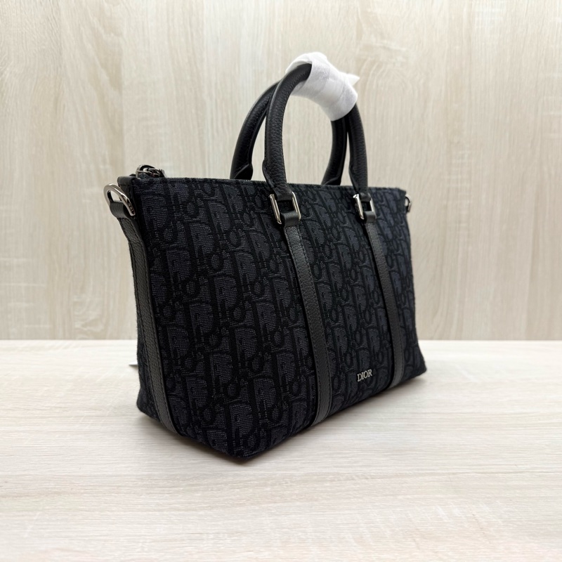 黑色 全新✨Dior Oblique 緹花和黑色粒面小牛皮Weekender 25 包-4