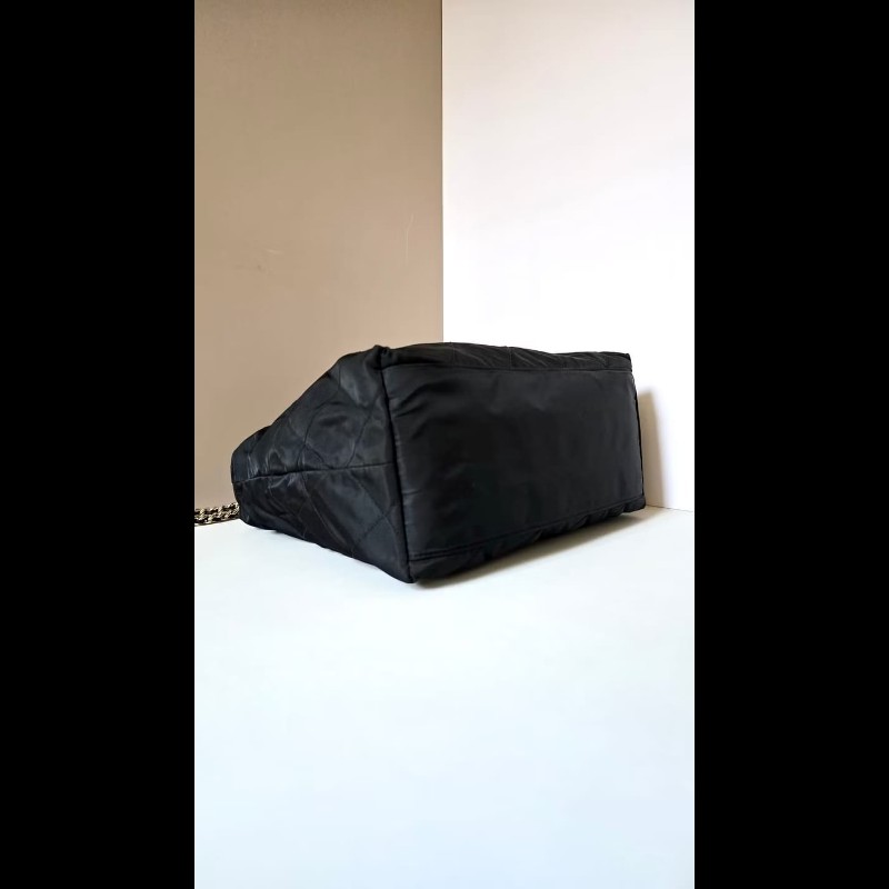 【LA LUNE】稀有古董包 Prada黑金色鏈子托特包 側背包 斜背包 單肩包 中古包-3