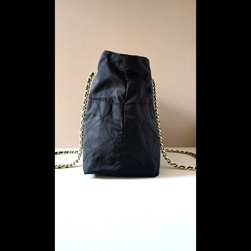 【LA LUNE】稀有古董包 Prada黑金色鏈子托特包 側背包 斜背包 單肩包 中古包-4