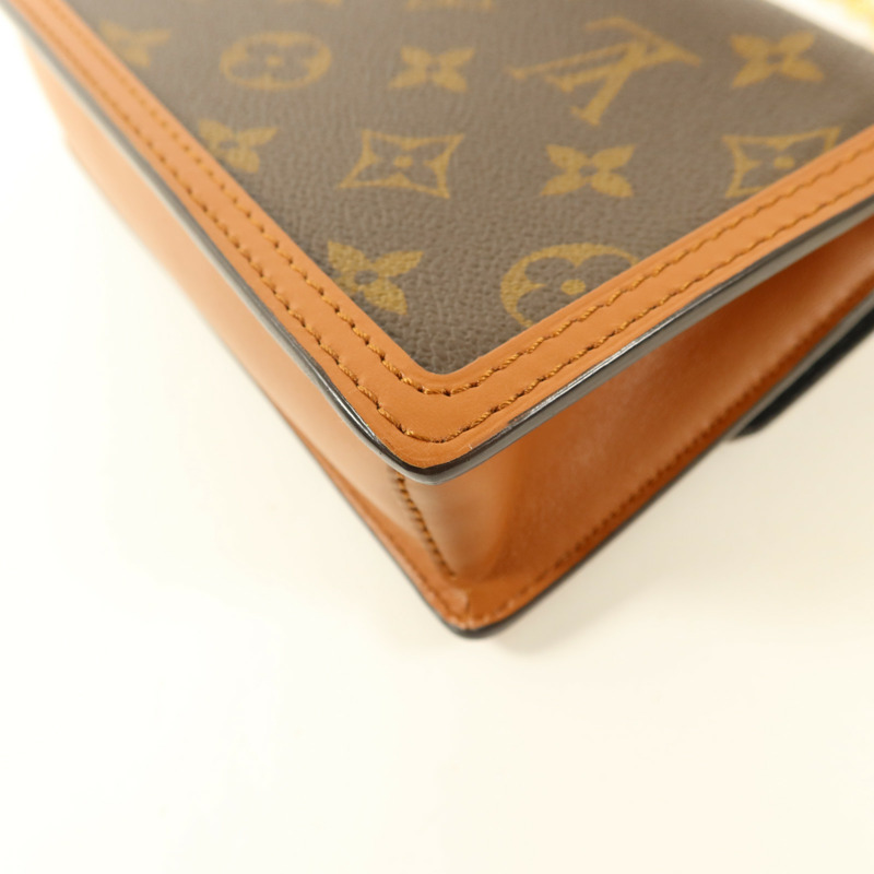 LOUIS VUITTON Monogram Reverse Dauphine Chain Wallet金扣鏈帶肩背袋-13