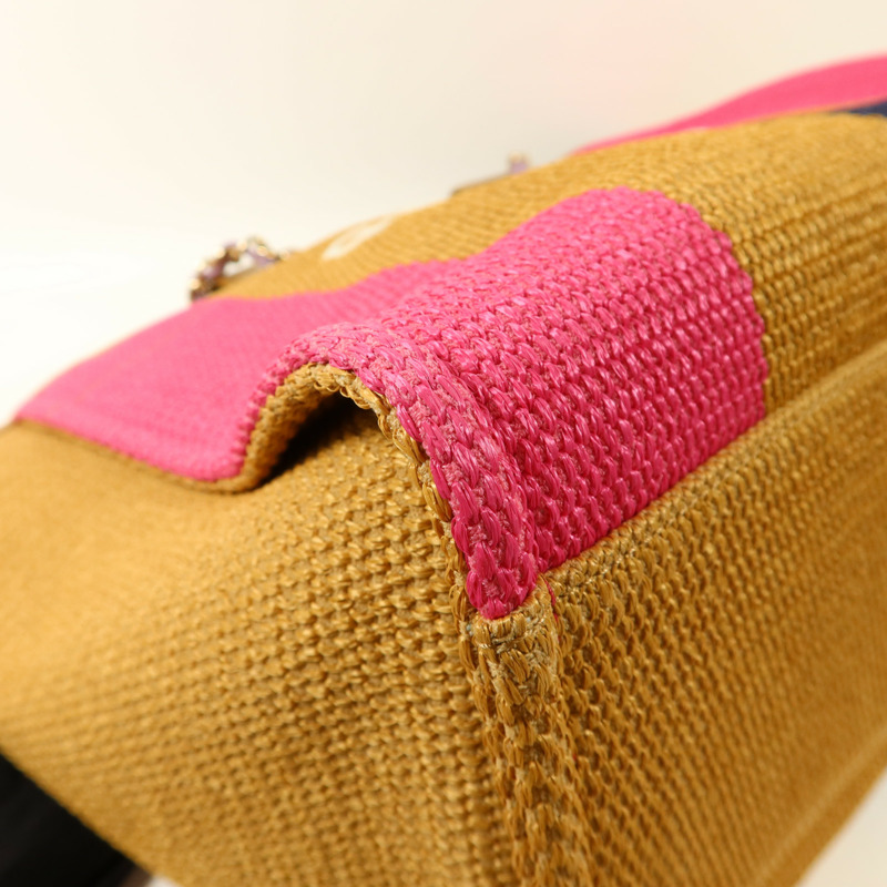 CHANEL Raffia Striped Straw Raffia Deauville Tote金扣手挽肩背兩用袋-12