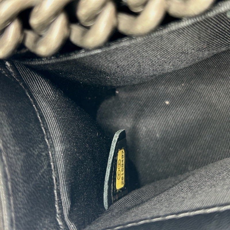 「JL精品代購」香奈兒黑銀小號羊皮leboy翻蓋鏈條斜挎包-16