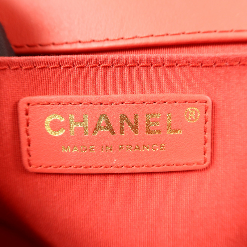 CHANEL 羊皮皮革Boy 25金扣鏈帶肩背袋-5